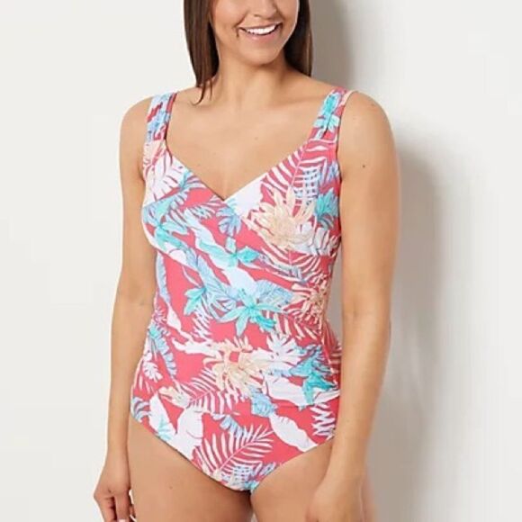 Jantzen Print Surplice Maillot One- Piece Swimsuit - Picture 1 of 6
